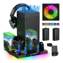 Automatic Cooling Fan and Charging Stand for Series X Console,Wireless Dual Charger Base for XSX Controller