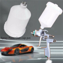 2X Car 600ML Plast Air Gravity Feed Spray Paint-Gun Airbrush Cup Pot Fast Mover Gängad Kontakt för JET