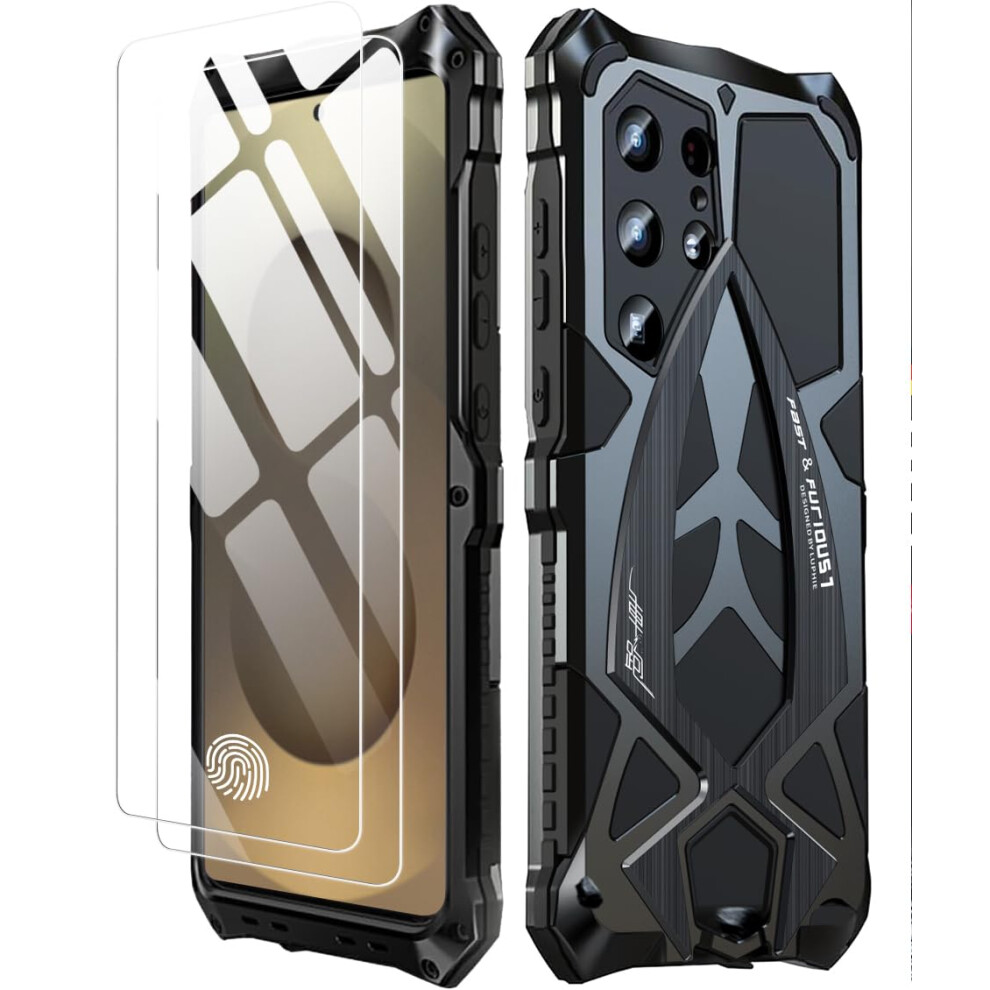 Metal Rugged Case For Samsung Galaxy S25 Ultra, Heavy Duty Shockproof Fullbody Dustproof Cover, Black 9771547088851