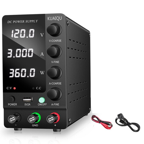 KUAIQU Adjustable  Power Supply 120V 3A - Lab Bench with USB Interface, Precise LED Display SPS-C1203