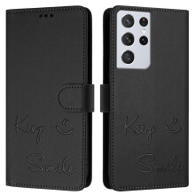 Leather Wallet Case Magnetic Flip Card Slot Shockproof Retro Pattern for Samsung Galaxy S21 Ultra
