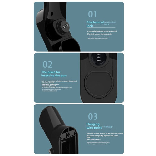 For Type 2 Connector EU Plug ForElectric Car Charging  Socket Wall Mount Bracket EV Charger Cable Holder 2