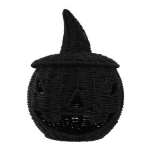 Handwoven Pumpkin Candy Basket With Sturdy-Black without light
