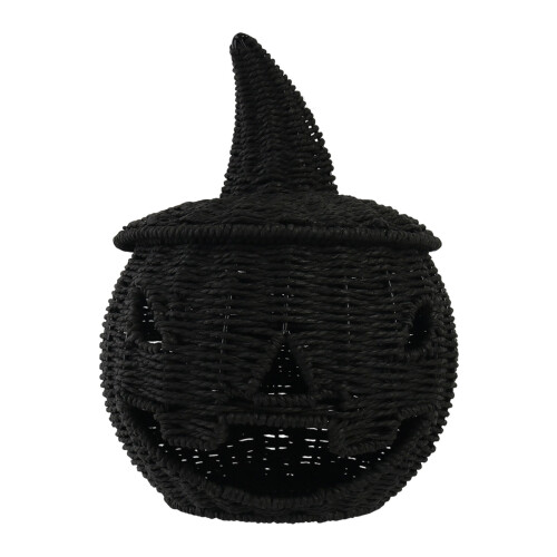Handwoven Pumpkin Candy Basket With Sturdy-Black without light