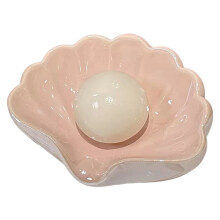Elegant Bathroom Decoration Glossy Ceramic Soap Holder-pink