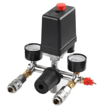 Air Compressor Pressure Check Gauge Air Valve Manifold Oil-Free Silent Air Compressor Adjustable Outlet Valve 175Psi