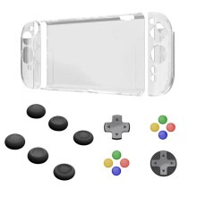 For 2 Protective Case+Joystick Cap+D-Pad Button Cap Kit Clear Shell Split Design Anti-Fall Anti-Scratch Case A