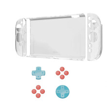 For Switch2 Protective Case+D-Pad Button Cap Clear Shell Split Design Anti-Fall Anti-Scratch Case for Switch2 A