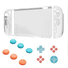 For 2 Protective Case+Joystick Cap+D-Pad Button Cap Kit Clear Shell Split Design Anti-Fall Anti-Scratch Case B