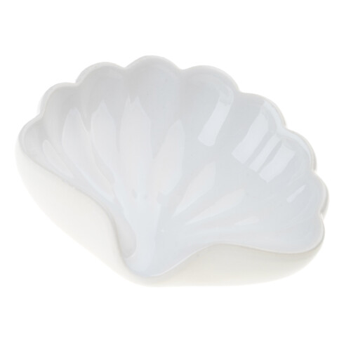 Ceramic Soap Tray Shell Inspires Designs Slip Resistant-White
