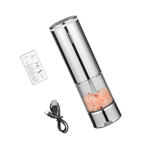 Cordless Electric Salt Pepper Grinder Efficient Crushing-Silver