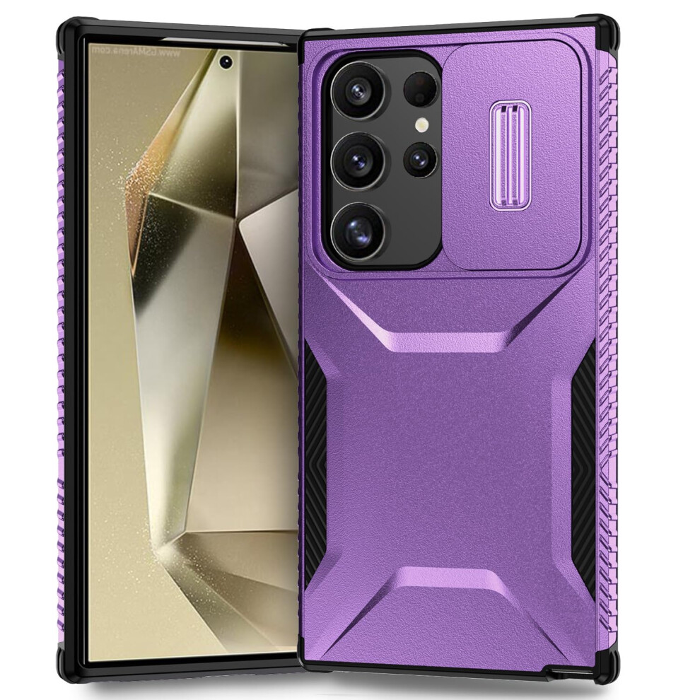 Case For Samsung Galaxy S24 Ultra With Slide Camera Cover, Military Grade Rugged Nonslip Purple 9092120831757