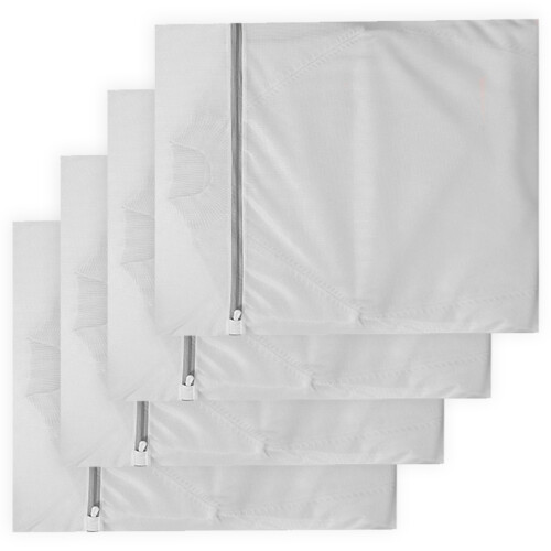 4pc Zippered Delicates Laundry Bags Fine-Gray white fine net