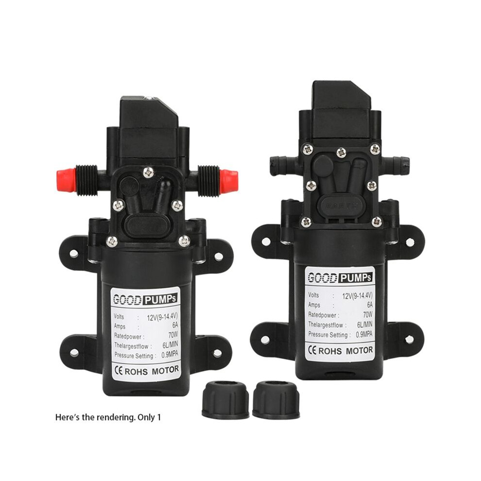 1Pcs Automatic Flow 6L/Min Dc12v 70W 130Psi Auto Diaphragm Water Pump Self Priming Pumps, Straight 4711509562949