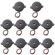 DC 12V Piezo Buzzer 85dB Clear Sound Electronic Alarm with Wired Connector ABS Housing Black 30pcs