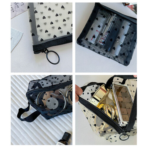 Portable Durable Meshes Cosmetic Pouches Clear Clear-White 1