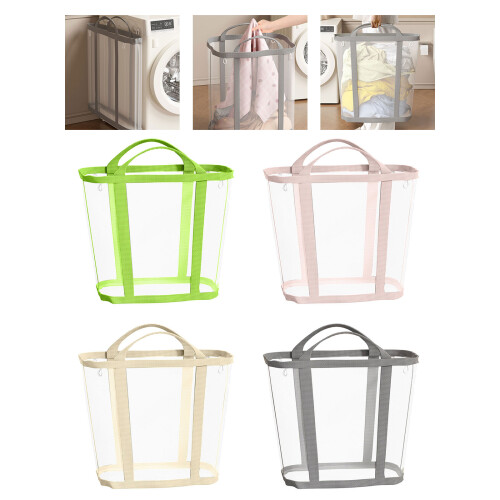 Space Saving Laundry Basket Reusable Nylon Meshes-Pink XL 2