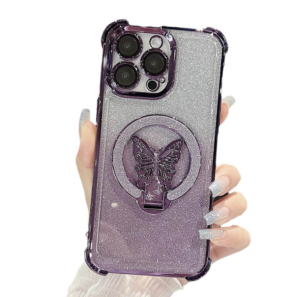 Case For Iphone 11 Shockproof Slim Fit With Glitter Butterfly Design And Camera Cutouts Purple 9092120832204