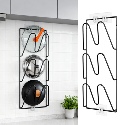 2 Piece Kitchen Wall Hook for Multiple Pan Pot Lids Rustproof 1