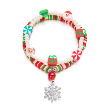 Christmas Bracelets for Women Beaded Stackable Stretchy Bracelet Rugby Thanksgiving Christmas Heishi Bracelets