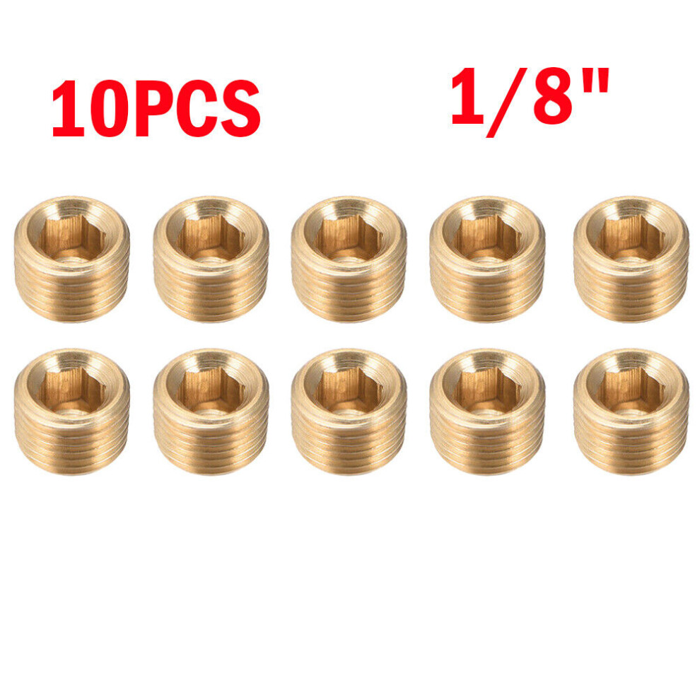 Lot Of 10 Pcs 1/8" Male Npt, Mnpt Brass Plug Allen Key Countersunk Hex 9365509634257