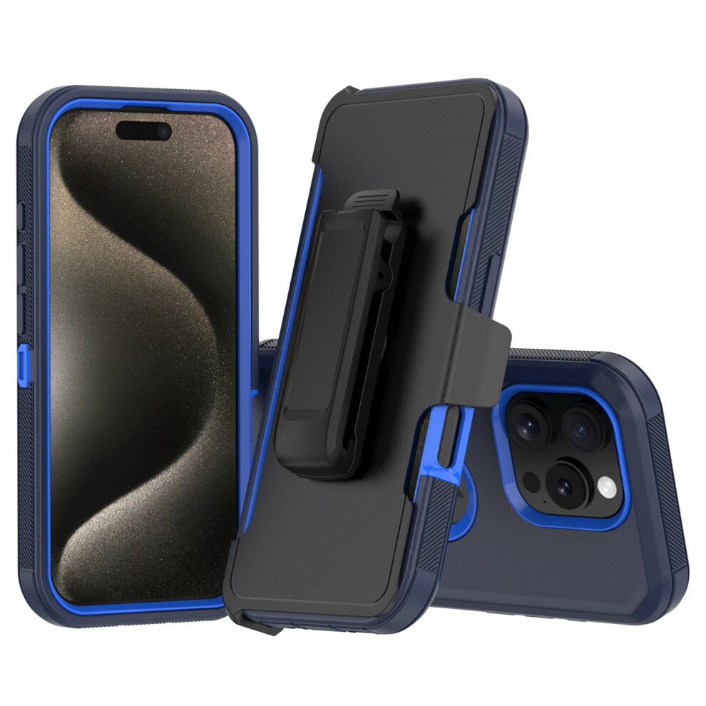 Case With Belt Clip For Compatible With Iphone 16 Pro Heavy Duty Shockproof Dustproof Phone Case, Dark / Blue 9365509635193