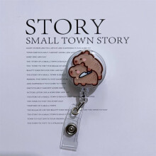 Cute Kapibala Acrylic Badge Reel Holder Retractable Alligator Clip ID Card Holder for Nurse Doctor Office Worker Teacher Student