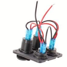 Panel de Interruptores Universal 4 en 1 para Coche, Yate, Encendedor de Cigarrillos + Cargador USB Doble de 12 V-24 V para Coche, , Caravana,
