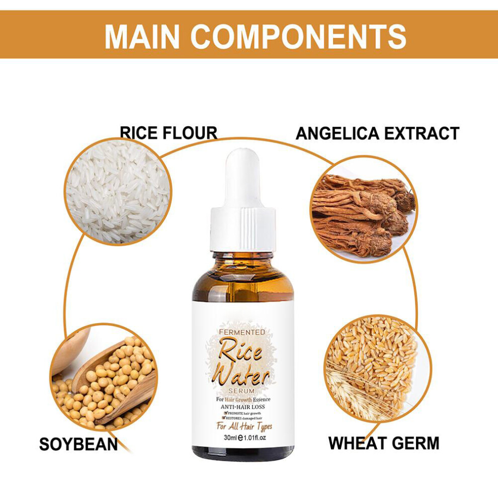Unisex Fermented Rice Water Serum For Hair Growth 10Ml/30Ml Nourishment
