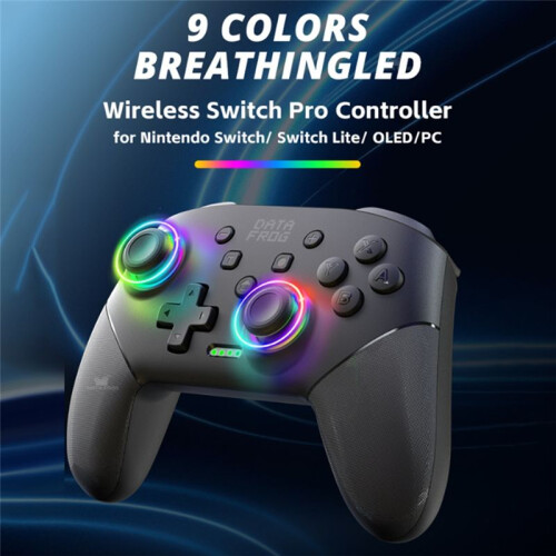 DATA FROG Wireless Controller for  2//Lite/OLED RGB Lighting Game Controller 6-Axis+Vibration+Turbo 2