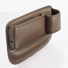 Leather Car Seat Gap Filler Organizer with Cup Holder for Hyundai IONIQ 5 2021‑2025 Co‑Pilot Brown
