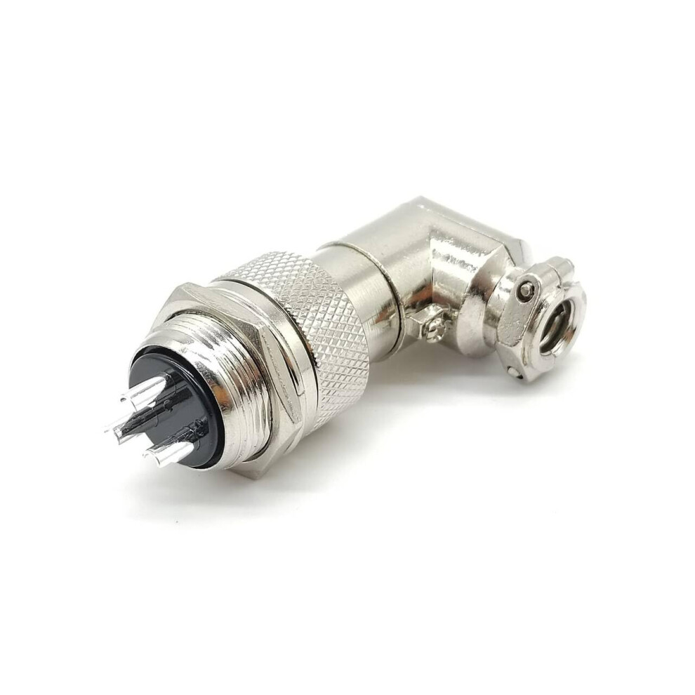 Gx20 3 Pin Aviation Connector Set Right Angle Metal Plug And Socket Secure Threaded Panel Mount 9092120223590