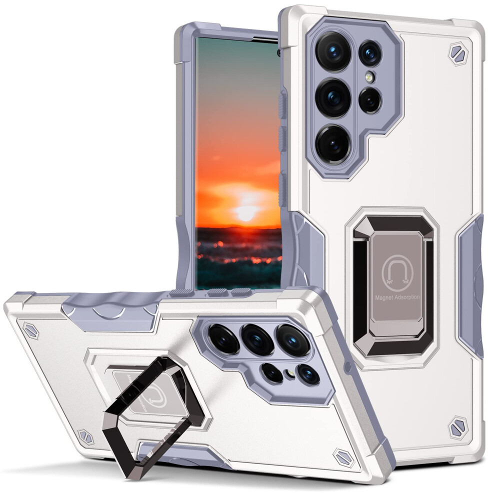 Military Grade Shockproof Case With Stand And Car Mount For Samsung Galaxy S25 Ultra White 9092120833256
