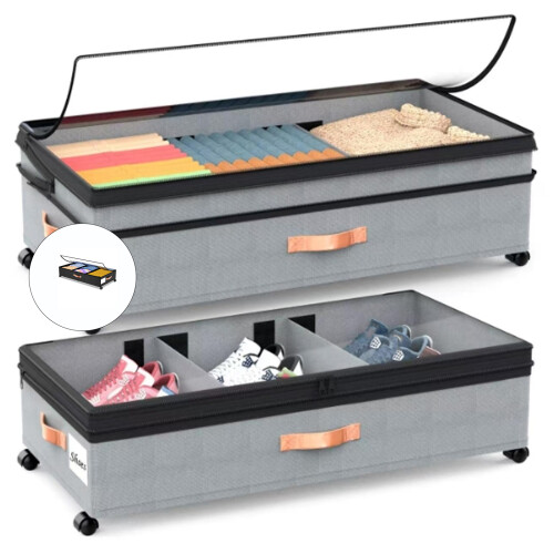 Adjustable Compartment Underbed Storage-   Black 1
