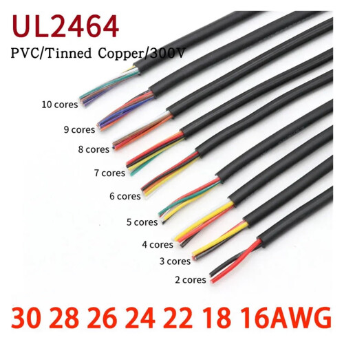 UL2464 Copper Signal Cable 28AWG MultiCore Shielded Wire 5M Flexible Audio Cable for Electronics 2