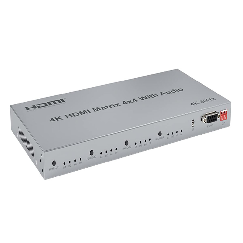 4X4 Hdmi Matrix Switch 4K Splitter With Audio Extractor Toslink Stereo Out Edid Rs232 Control 9771547646013