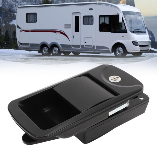 Locking Paddle Latch with Keys RV Compartment Door Lock AntiTheft Black Flush Mount Handle 2