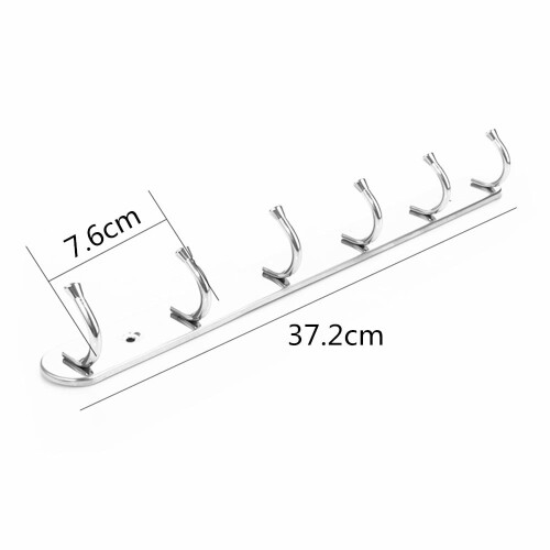 Perchero de pared de acero inoxidable con 6 ganchos 2
