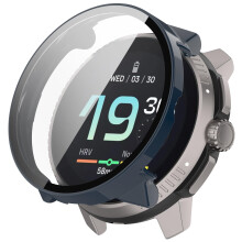 Screen Protector and Watch Case Blue, 3D Full Coverage Tempered Glass Slim PC Cover for SUUNTO Race S