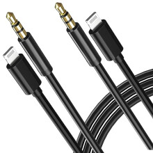 2 Pack MFi Certified Lightning to 3.5mm Audio Cable for iPhone, Clear Stereo Sound, Car and Headphones, 3.3FT