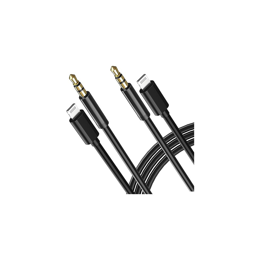 2 Pack Mfi Certified Lightning To 3.5Mm Audio Cable For Iphone, Clear Stereo Sound, Car And Headphones, 3.3Ft 9092120271638