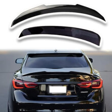 Spoiler Set for Infiniti Q50 20142024 Gloss Black Duckbill Trunk and PSM Style Roof Spoilers, Sporty Finish
