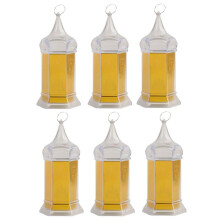 6 Pcs Ramadan Candle Lantern Lights, 6.1 Inch Gold Lantern Lights , Mubarak Hanging Lanterns Decorative Lights