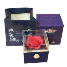 Rose Ring Box Rotates 360 Velvet Jewelry Box Eternal Rose Box Valentine's Day 's Day for Romantic Gifts,Dark