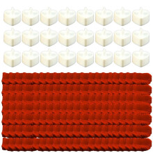 Valentines Day Romantic Night for Her Set 24 Pcs Flameless Romantic LED Candles with 2000 Pcs Artificial Rose Petals, A