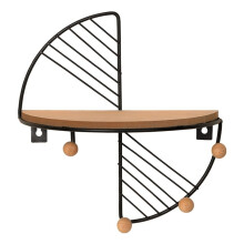 Fan Shape Floating Shelves Metal Wall Decor,Wood Wall Mounted Storage Shelf Home Decorations Art for Bedroom Living Room