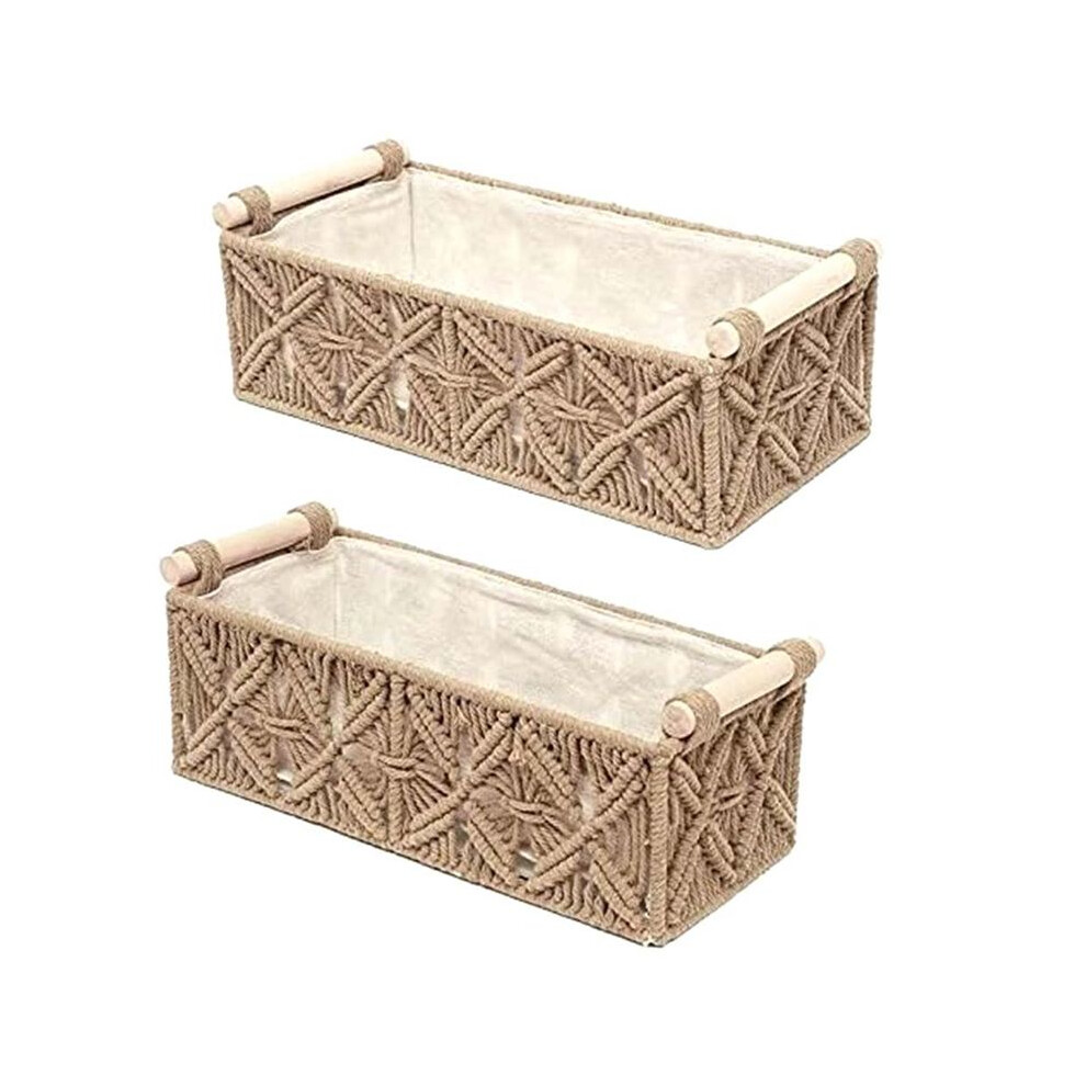 Macrame Storage Basket Boho Decor Baskets For Organizing Woven Decorative Basket For Countertop Toilet Paper Basket B Tauoh