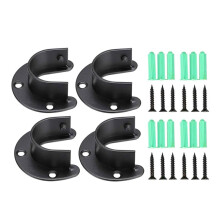4 Staffe per Aste da Armadio Supporti Flangiati di Supporto con Viti Staffa per Armadio A Forma di U, Tappi Terminali per Aste da 32 Mm
