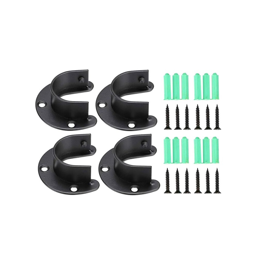 4Pcs Closet Rod Brackets Support Flange Holders With Screws U Shaped Wardrobe Bracket Pole Socket End Caps For 32Mm Rods 4713502608327