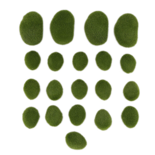 20 Pieces 2 Sizes Artificial Moss Rocks Decorative Faux Green Moss Covered Stones
